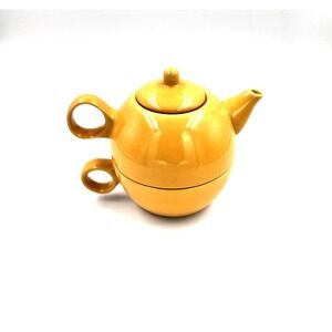 Old Amsterdam Porcelain Works 1701 Tea For One Gold Tea Pot Lid‎ Cup Combo